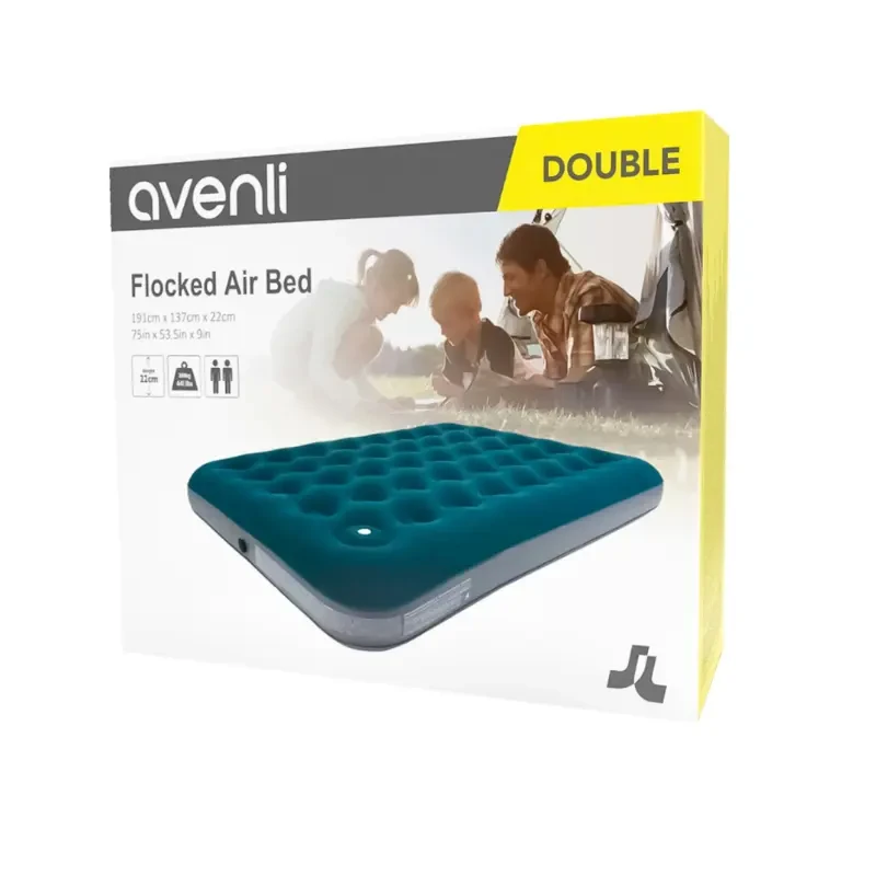 Colchón Inflable Avenli - 191cm x 137cm x 22cm | Incluye Inflador Interno de Pie | Ideal para Uso en Casa, Camping y Más