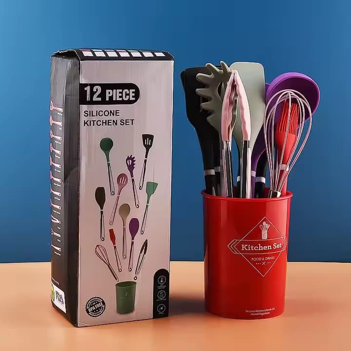 SET DE COCINA 12 PIEZAS DE SILICONA COLORES